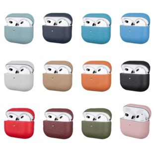 غطاء حماية جلد بنقشة Lychee لسماعات AirPods