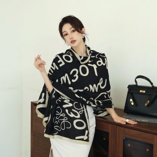 Cotton Linen English Letters Design Scarf for Women 85 x 180 cm
