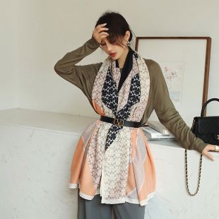 Cotton Linen Circles Design Scarf for Women 85 x 180 cm
