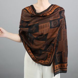 Cotton Linen Geometric Design Scarf for Women 85 x 180 cm