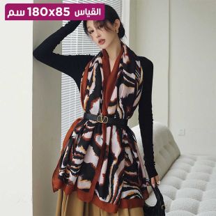 وشاح من القطن والكتان بتصميم ملون للنساء 85 × 180 سم