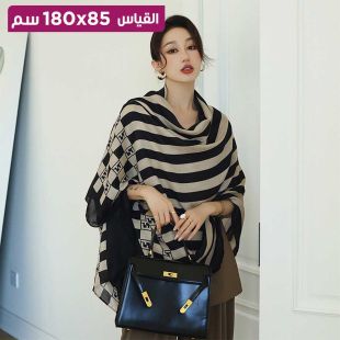 وشاح من القطن والكتان بتصميم حرف Z للنساء 85 × 180 سم