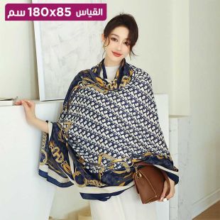 وشاح من القطن والكتان بتصميم سلسلة حرف D للنساء 85 × 180 سم
