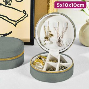 Round Travel Jewelry Organizer Box 5 x 10 x 10cm