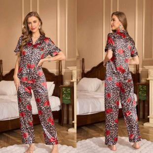 Summer Set with Leopard Rose Design for Women