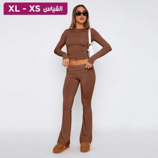 طقم بنطلون وتيشرت بأكمام طويلة للسيدات