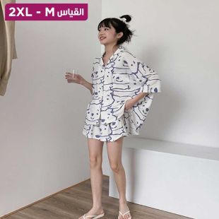 طقم بيجامة شورت بتصميم Blue-Bear للسيدات