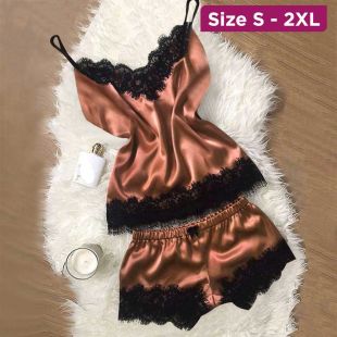 Women's Silk Pajama Set Shorts and Vest