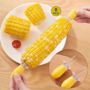 Heat Resistant Stainless Steel Corn Holder Fork - 8 Pcs