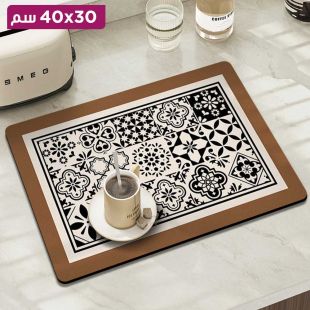لوح تجفيف بتصميم Retro لامتصاص الماء للمطبخ 30 × 40 سم لون قهوة