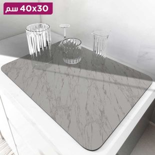 لوح تجفيف بنقشة الرخام لامتصاص الماء للمطبخ - 30 × 40 سم