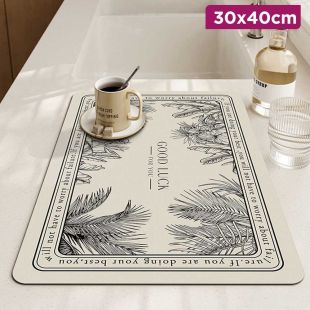 Water Absorption Drying Board with Quiet jungle Design for Kitchen - 30 × 40 cm