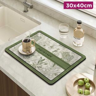 Water Absorption Drying Board with Rain Forest Design for Kitchen - 30 × 40 cm