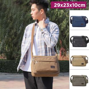 Men's Canvas Crossbody Shoulder Bag - 29 x 23 x 10 cm