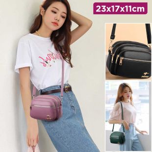 Women's Multi-Pocket Crossbody Shoulder Bag - 23 x 17 x 11 cm