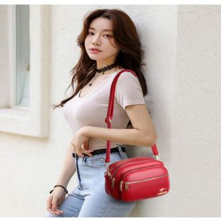 Women's Multi-Pocket Crossbody Shoulder Bag - 23 x 17 x 11 cm