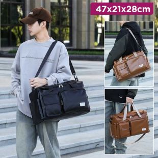 Large Capacity Leather Shoulder Bag - 47 x 21 x 28 cm