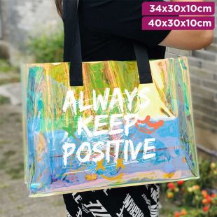 Glitter Waterproof Shoulder Bag with Happy Time Design