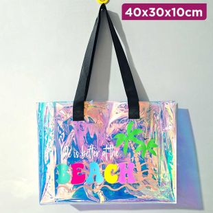 Glitter Waterproof Shoulder Bag with Romantic Beach Design