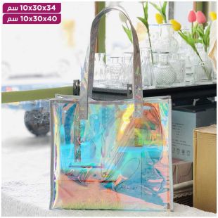 حقيبة كتف لامعة مقاومة للماء بتصميم Laser Edge