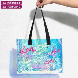 حقيبة كتف لامعة مقاومة للماء بتصميم Love