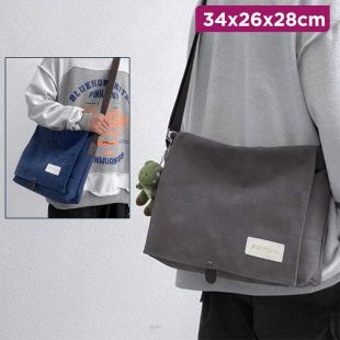 Retro Canvas Crossbody Bag - 34 x 26 x 8 cm