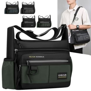 Multi-Pocket Shoulder Bag with Cup Holder Base - 28 × 22 × 10 cm