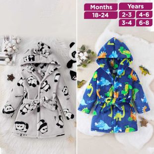 Cartoon Hooded Kids Bathrobe