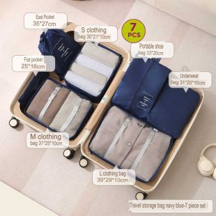 Portable Clothes Travel Organizing Mesh Bag 7Pcs Set