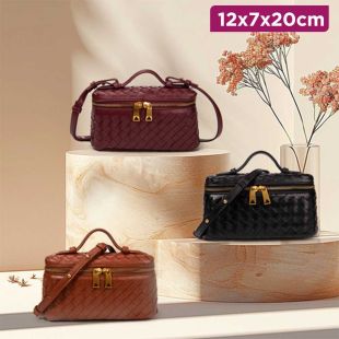 Hand Woven PU Trendy Box Bag 12 x 7 x 20 cm