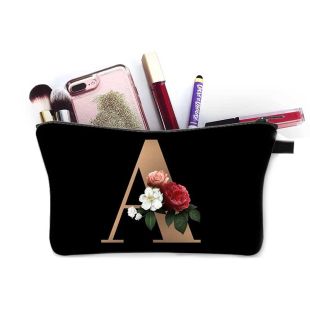 English Letters Printed Polyester Makeup Bag for Women