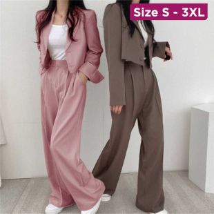 Blazer and Wide-Leg Pants Set for Women