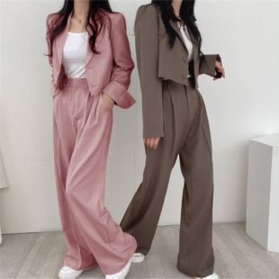 Blazer and Wide-Leg Pants Set for Women
