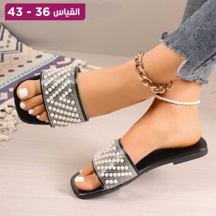 نعال مسطح مرصع لامع للسيدات