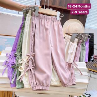 Girls Summer Loose Pants with Side Bows
