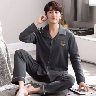 طقم بيجامة قطن بتصميم بسيط للرجال