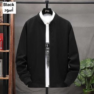 جاكيت أسود أنيق بتصميم بسيط للرجال