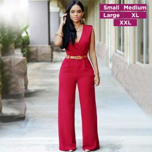 V-Neck Slim Jumpsuit for Women