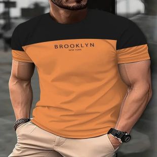 تيشيرت نصف كم أنيق بنقش ثلاثي الأبعاد للرجال