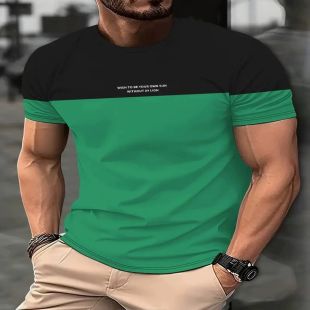 تيشيرت نصف كم فاخر بنقش ثلاثي الأبعاد للرجال