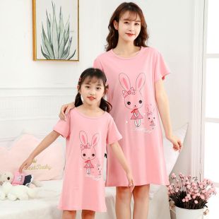 Cotton Sleep Dress with Rabbit Design for Girls
