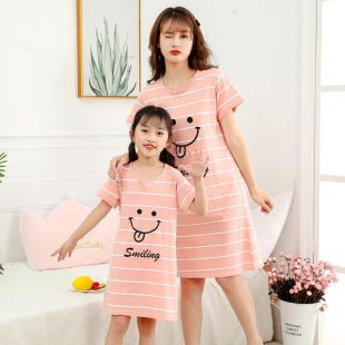 Cotton Sleep Dress with Smiling Face Design for Girls