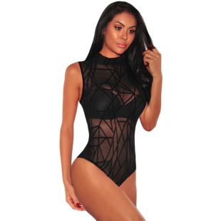 Elegant Lace See-Through Bodysuit for Women