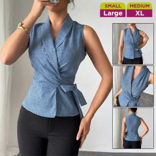 Sleeveless Tie Blouse for Women