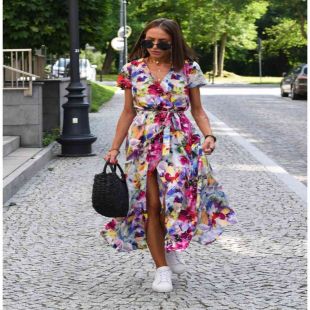 Luxurious Printed Midi Dress for Women