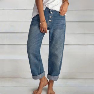 Simple Straight Denim Pants for Women
