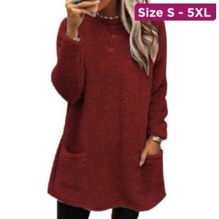 Elegant Pocket Plush Sweatshirt for Women