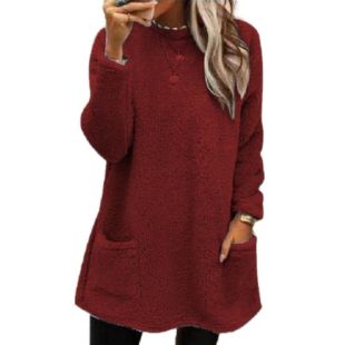 Elegant Pocket Plush Sweatshirt for Women