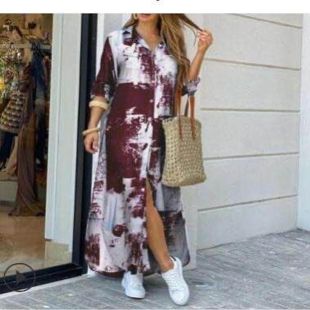 Stylish Long Buttoned Dress for Women
