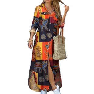 Elegant Long Buttoned Dress for Women